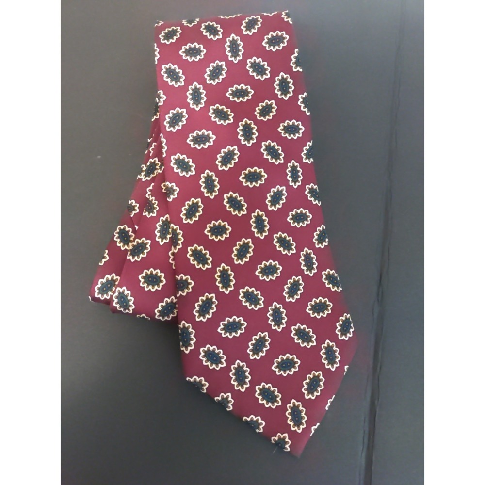 brook brothers Men Red Green Beige Abstract Holiday Festive USA Silk 59" Tie